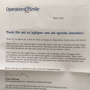 Tackbrev från operation smile